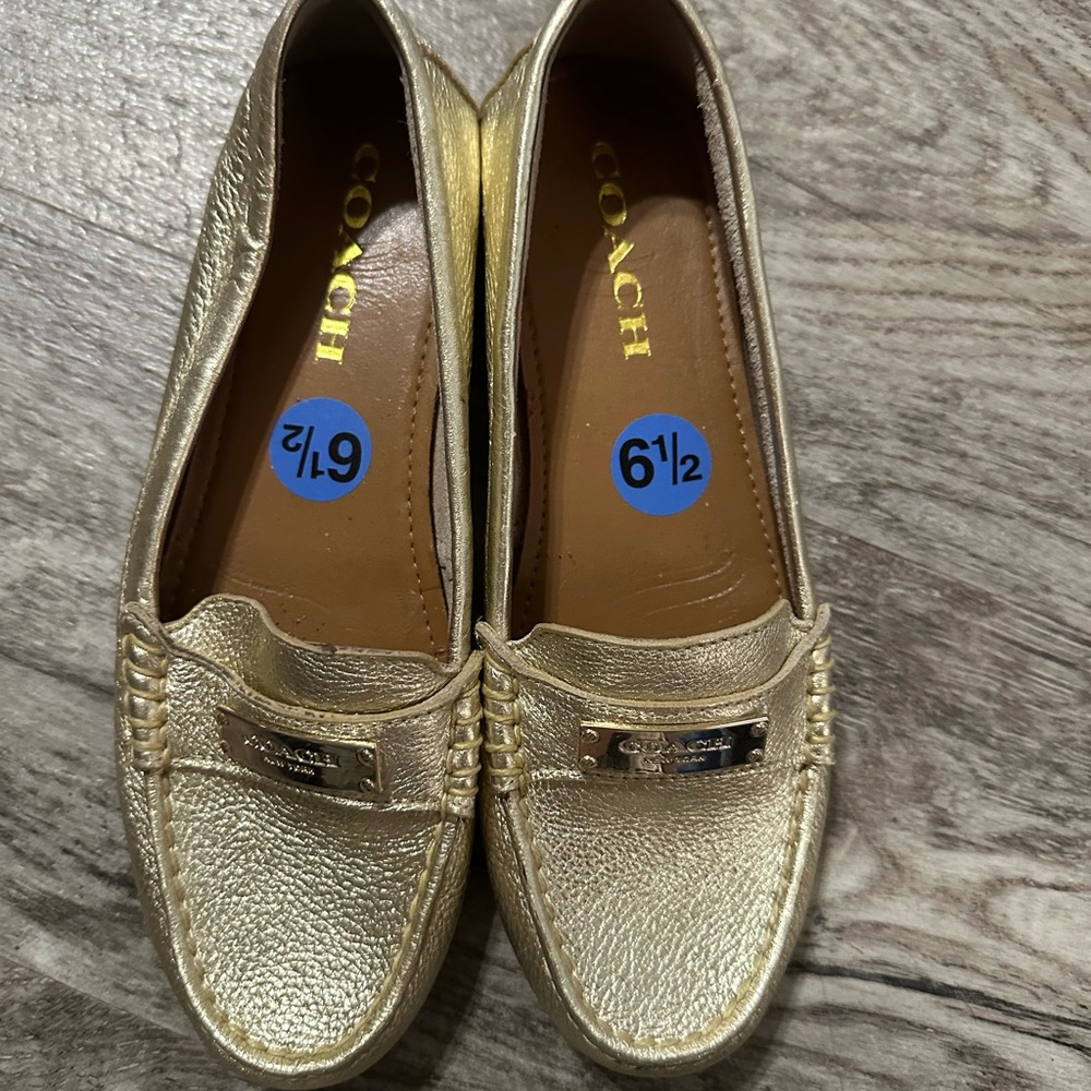 Coach Metallic Gold Slip-On Loafers